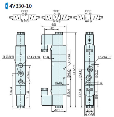 Valvola solenoide 4V330C-08 AIRTAC per aria da 0,15 a 0,8 MPa
