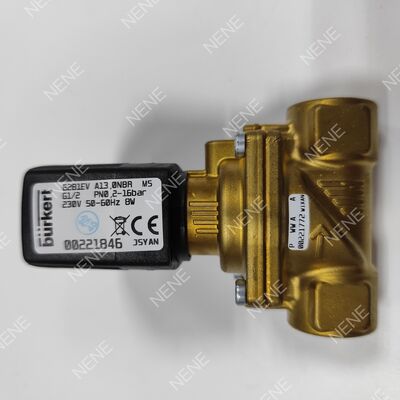 AC220V Valvola solenoide ad alta temperatura BURKERT Tipo 6281 00221870 G3/8 2/2 Normalmente chiuso Corpo in ottone 13.0 Orificio FKM Sigillo 8W 0.2-16bar 0 a +120°C