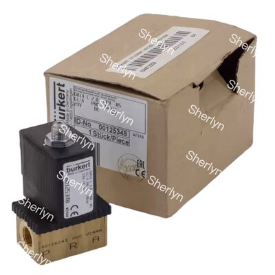 Elettrovalvola Burkert 00134240 6013 ad azione diretta G1/8 2/2 NC Orifizio 2,5mm Guarnizione FKM Corpo in ottone 24VDC 8W 0-10bar