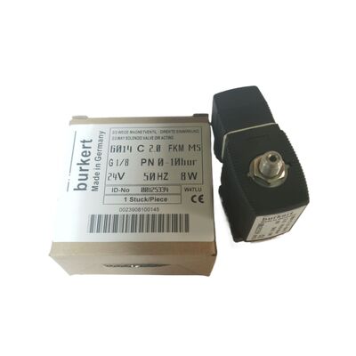 Burkert 00125301 Valvola solenoide industriale, G1/4 Inch Port, 3.0 Flow Oriffice, FKM Sealled Brass Housing, 24V DC Power 8W, 0~6bar Applicazione a bassa pressione