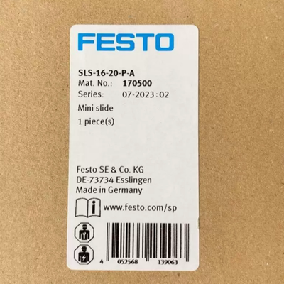 Mini cilindro a scivolo dotato di cuscino elastico a doppia estremità SLS-10-20-P-A #170494 FESTO SLS Serie Guida a sfera cilindro lineare 10 mm Foratura 20 mm Stroke Per il posizionamento dei semiconduttori