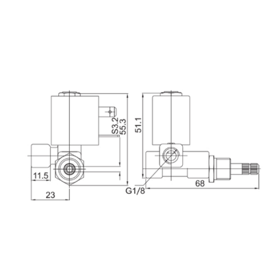 55CA-04 Valvola solenoide pneumatica ad azione diretta 1/8' con corpo in ottone e orificio di 2,0 mm