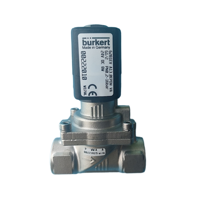 Burkert Tipo 6281 Servo Diaframma Valvola solenoide 00323973 00323975 G1/2 Femminile filo 2/2 NC Con manuale sovrascrizione Corpo Valvola in acciaio inossidabile FKM Sigillo 13.0 Flusso orifizio DC24V AC220V