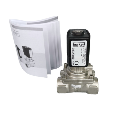 Intervallo di tensione totale Normalmente aperto Valvola solenoide in acciaio inossidabile Assemblaggio di sostituzione per Burkert 00228393 00228394 00228395 G1 Connessione FKM resistente al calore