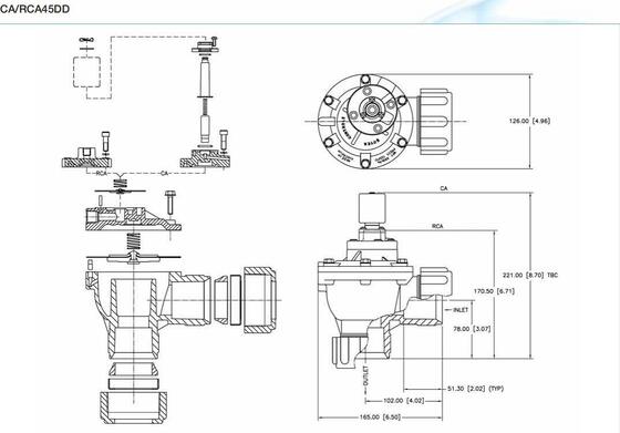 Valvola a impulsi CA45DD RCA45DD Dado di bloccaggio da 1,5 pollici Valvola a impulsi elettromagnetica RCAC45T010-305