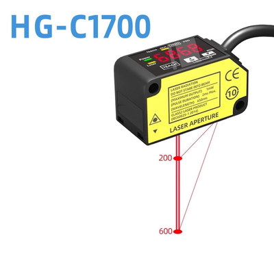 Sensore di spostamento laser HG-C1700 Distanza di riferimento 700 mm Ampio raggio di misurazione Sensore di immagine CMOS IP67 12-24 V CC NPN PNP Segnale analogico 0-5 V 4-20 mA
