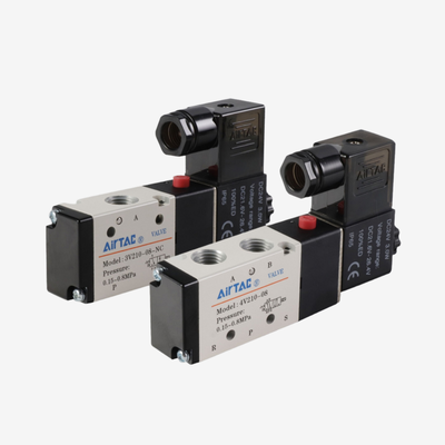 Airtac 4V110-M5 5/2 Way Internal Pilot Pneumatic Solenoid Valve M5 Thread Port IP65 Protection 0.15-0.8Mpa Working Pressure 1.2Mpa Proof Pressure No Lubrication Needed