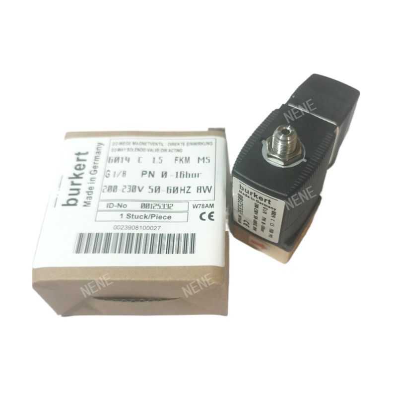 G1/4 Valvola solenoide Burkert 00125302 6013 Tipo a azione diretta 2/2 pollici Normalmente chiuso 3.0 foro di flusso FKM Corpo di valvola di ottone sigillato 24VAC 8W 0~10bar