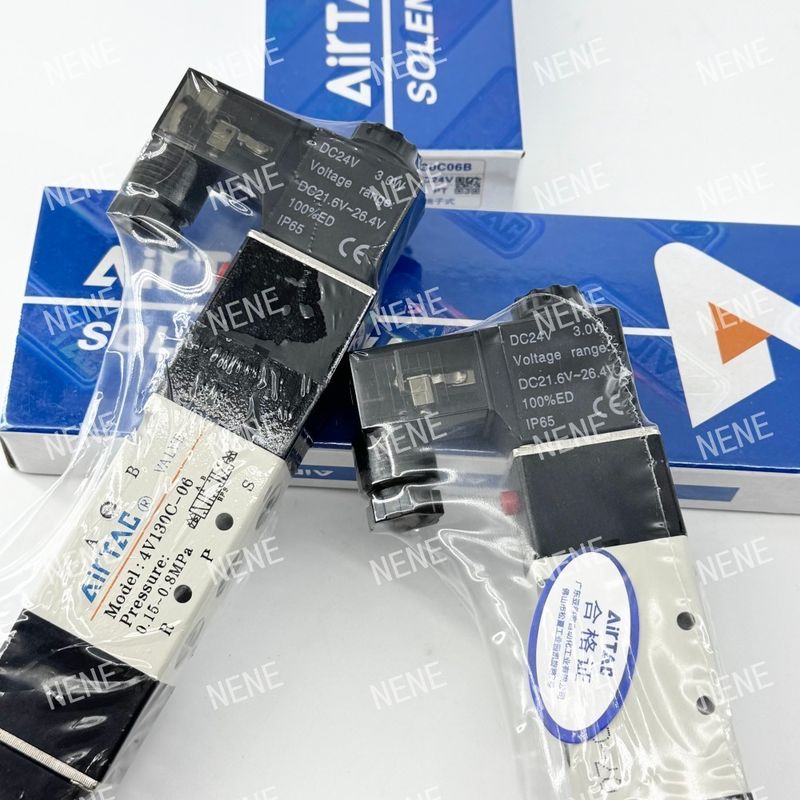 5 Via 3 Posizione 4V130E-06 Valvola solenoide AIRTAC a fluido d'aria con corpo in lega di alluminio