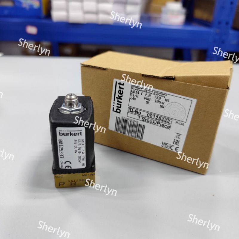 Burkert 00125334 Elettrovalvola a solenoide a due posizioni a tre vie Serie 6014 C Normalmente chiusa G1/8 Corpo valvola in ottone