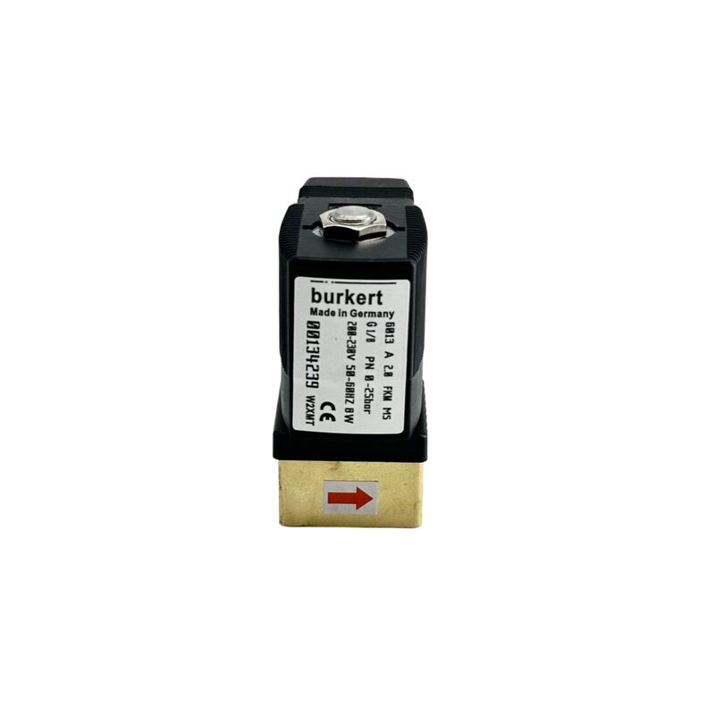 Valvola solenoide di controllo dei fluidi BURKERT serie 6013 00134249, Alta pressione 16 bar, G1/8 Interfaccia, 2,5 mm di foratura, sigillo FKM resistente alla corrosione, 24VDC 8W