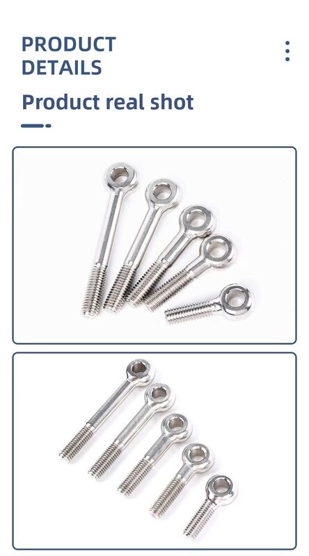 M6 M8 M10 M12 M16 M20 Diametro filettatura Bullone a occhiello in acciaio inossidabile Passo filettatura standard Durevole Resistente alla corrosione Hardware per carichi pesanti