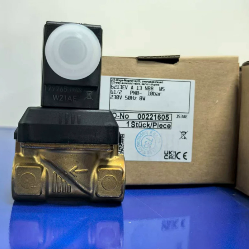 NBR Rubber Seal Burkert 00221619 6213 2/2 NC Valvola solenoide, G3/4 Thread 13 Flow Channel, Cassa in ottone AC24V 8W Funzionamento stabile -10~+80°C 0 a 10 Bar