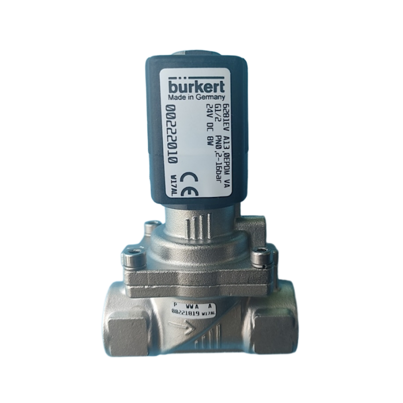 Burkert Tipo 6281 Servo Diaframma Valvola solenoide 00323973 00323975 G1/2 Femminile filo 2/2 NC Con manuale sovrascrizione Corpo Valvola in acciaio inossidabile FKM Sigillo 13.0 Flusso orifizio DC24V AC220V