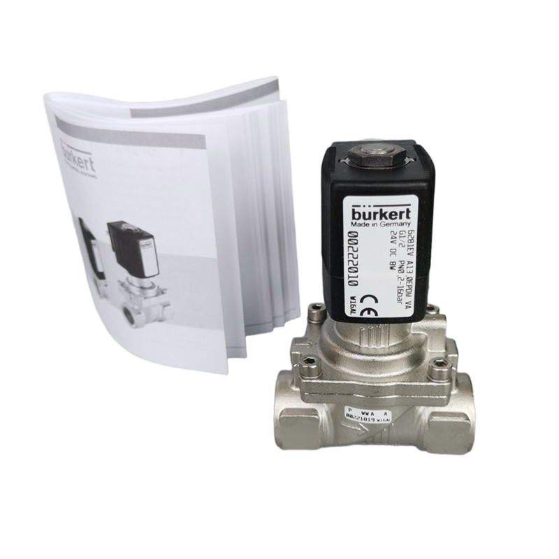 Intervallo di tensione totale Normalmente aperto Valvola solenoide in acciaio inossidabile Assemblaggio di sostituzione per Burkert 00228393 00228394 00228395 G1 Connessione FKM resistente al calore