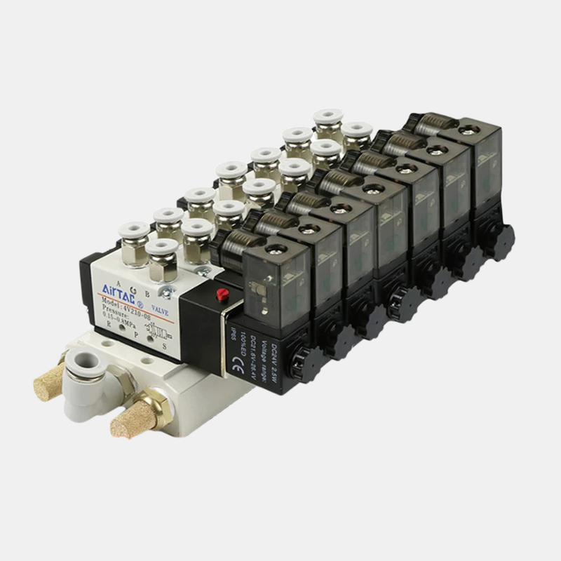 Airtac 4V210-08 Controllo direzionale Valvola solenoide Assemblaggio di 7 a 10 stazioni Valvola combinata pacchetto di corto flusso di percorso bassa perdita d'aria per il sistema di controllo dell'aria multicanale