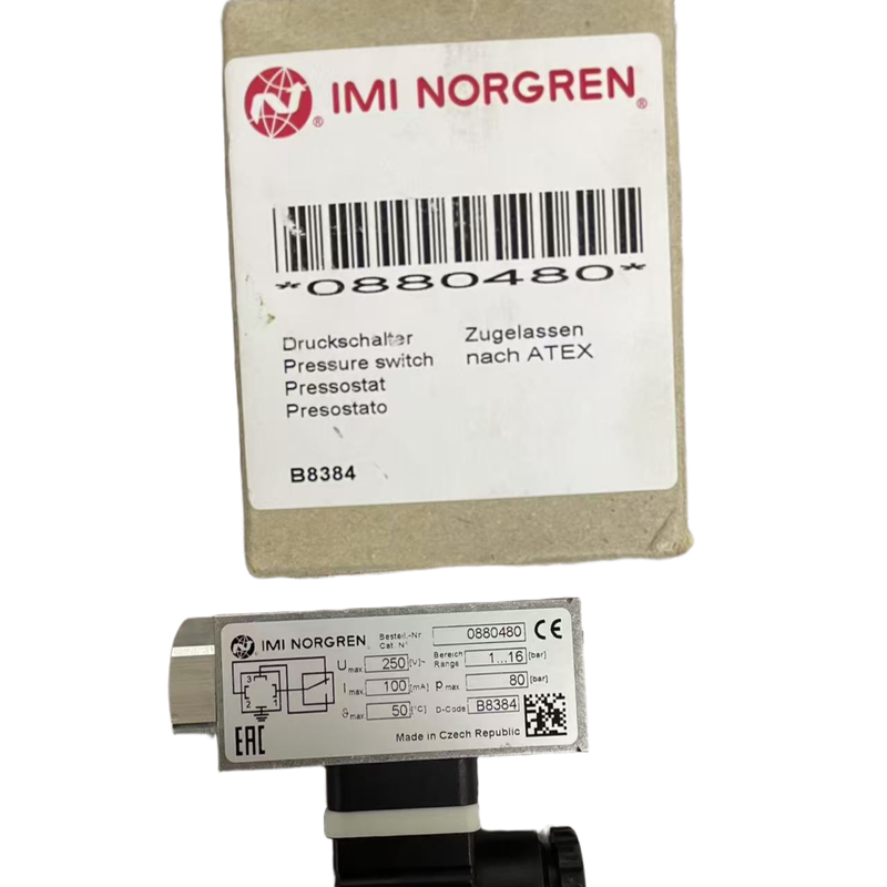 Interruttore di pressione NORGREN 0880480 antideflagrante con filettatura G1/4 da 1 a 16 bar per aree pericolose