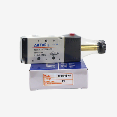 Corpo valvola singolo Airtac 4V210-08 Valvola direzionale pneumatica 5/2 vie Filettatura da 1/4 di pollice Bobina scorrevole in lega di alluminio per assemblaggio bobina separata Sostituzione